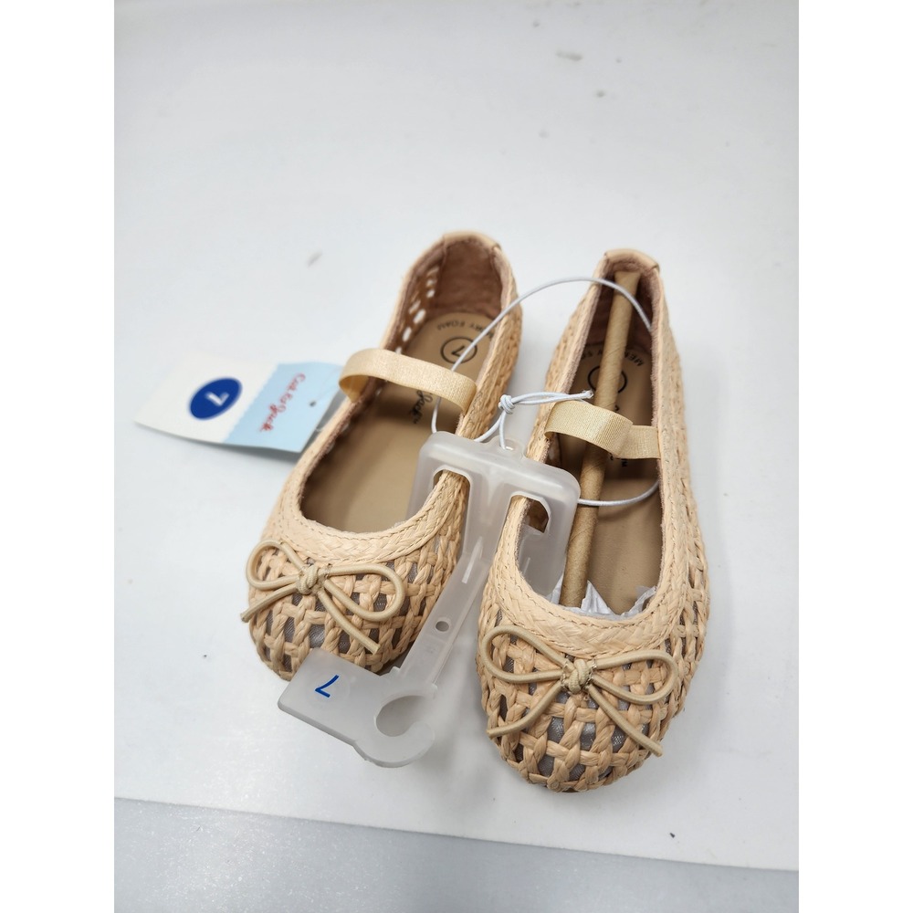 Cat & Jack Girls Woven Straw Ballet Flats Tan Synthetic Casual Size 7